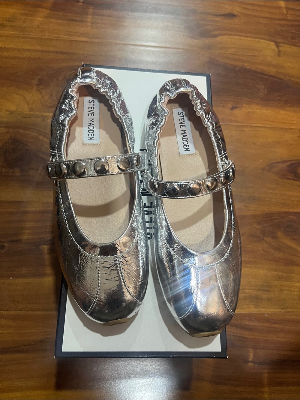Steve Madden Girls Silver Metallic Mary Jane Shoes